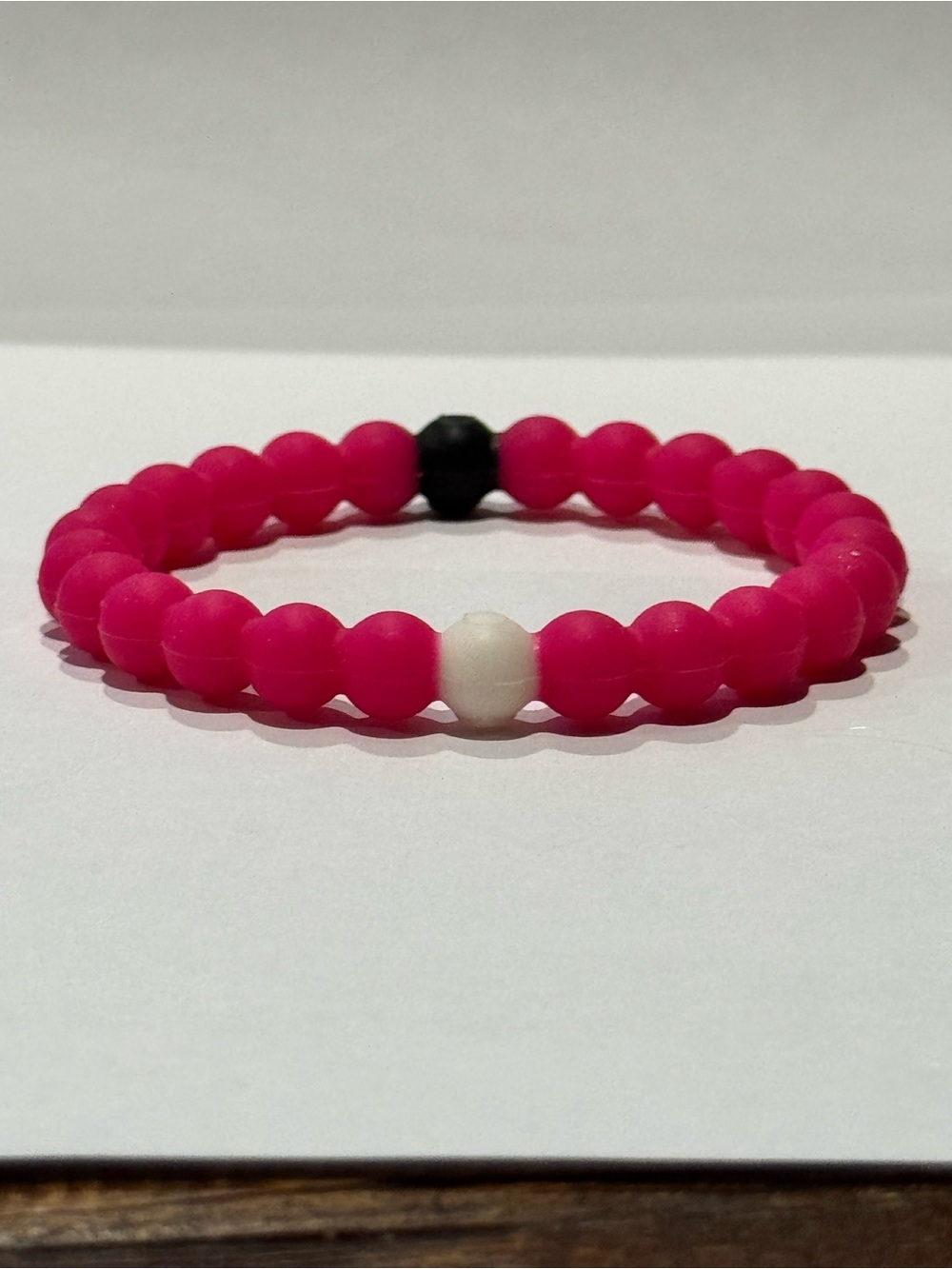 Lokai Pink Beaded Bracelet with White and Black Beads